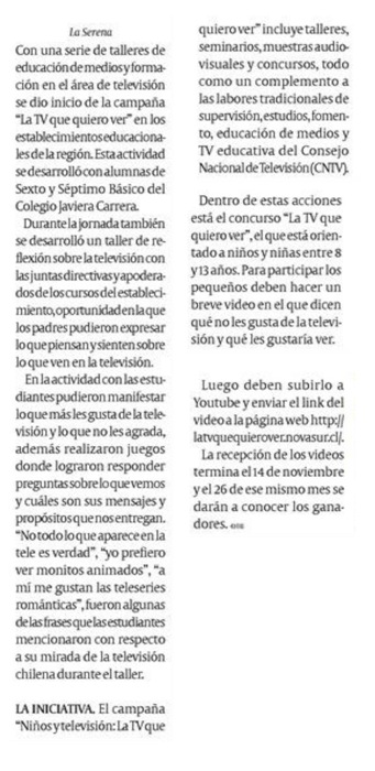Lanzamiento Campaña educativa CNTV: “Niños y Televisión: La TV que quiero ver” en la cuarta región